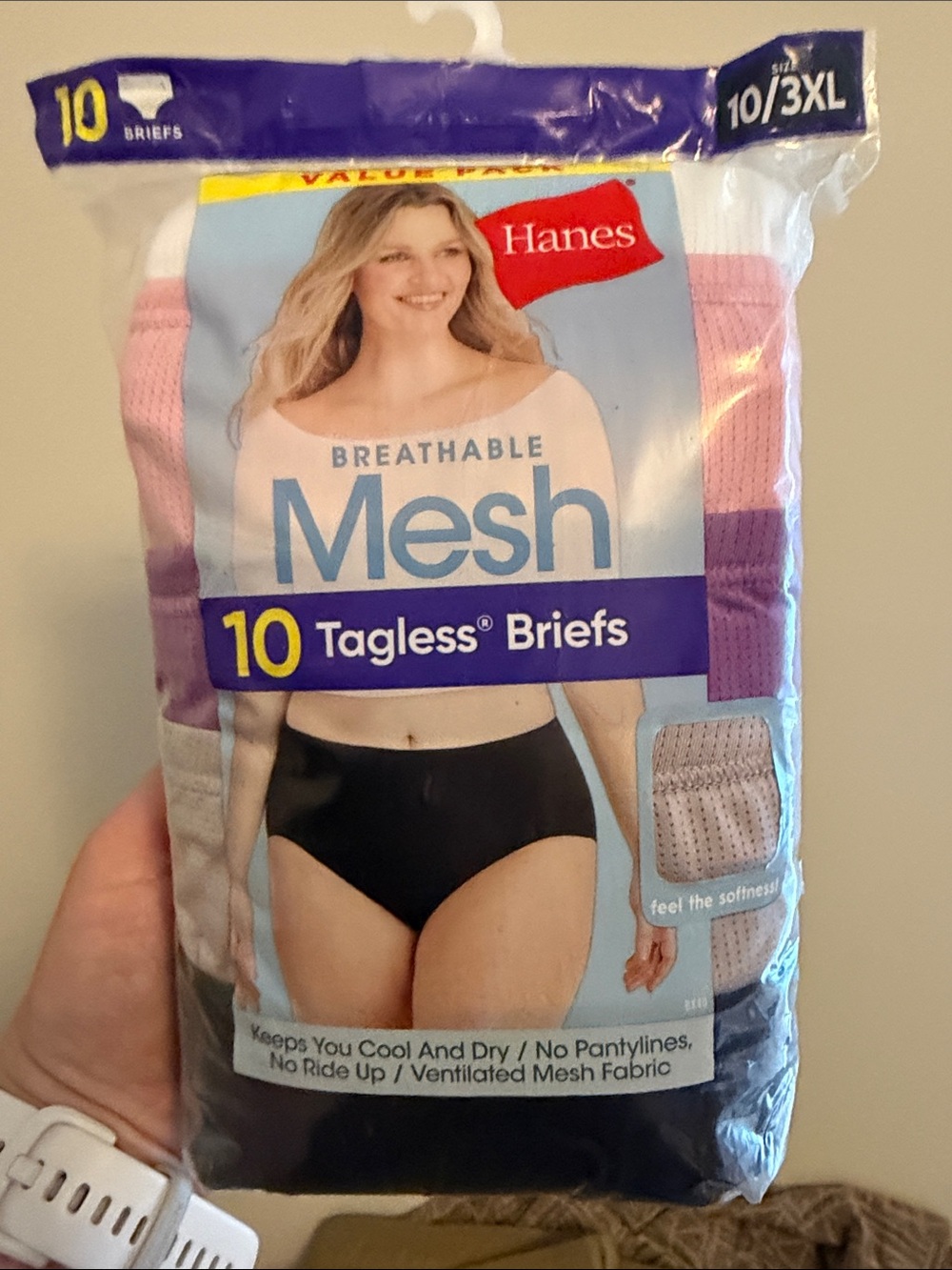 Hanes Mesh Tagless Briefs Pack - White, Pink, Purple, Black